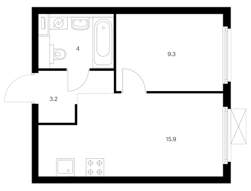 1-комнатная квартира 32.4 м², 5/12 эт., ЖК «Витебский парк»